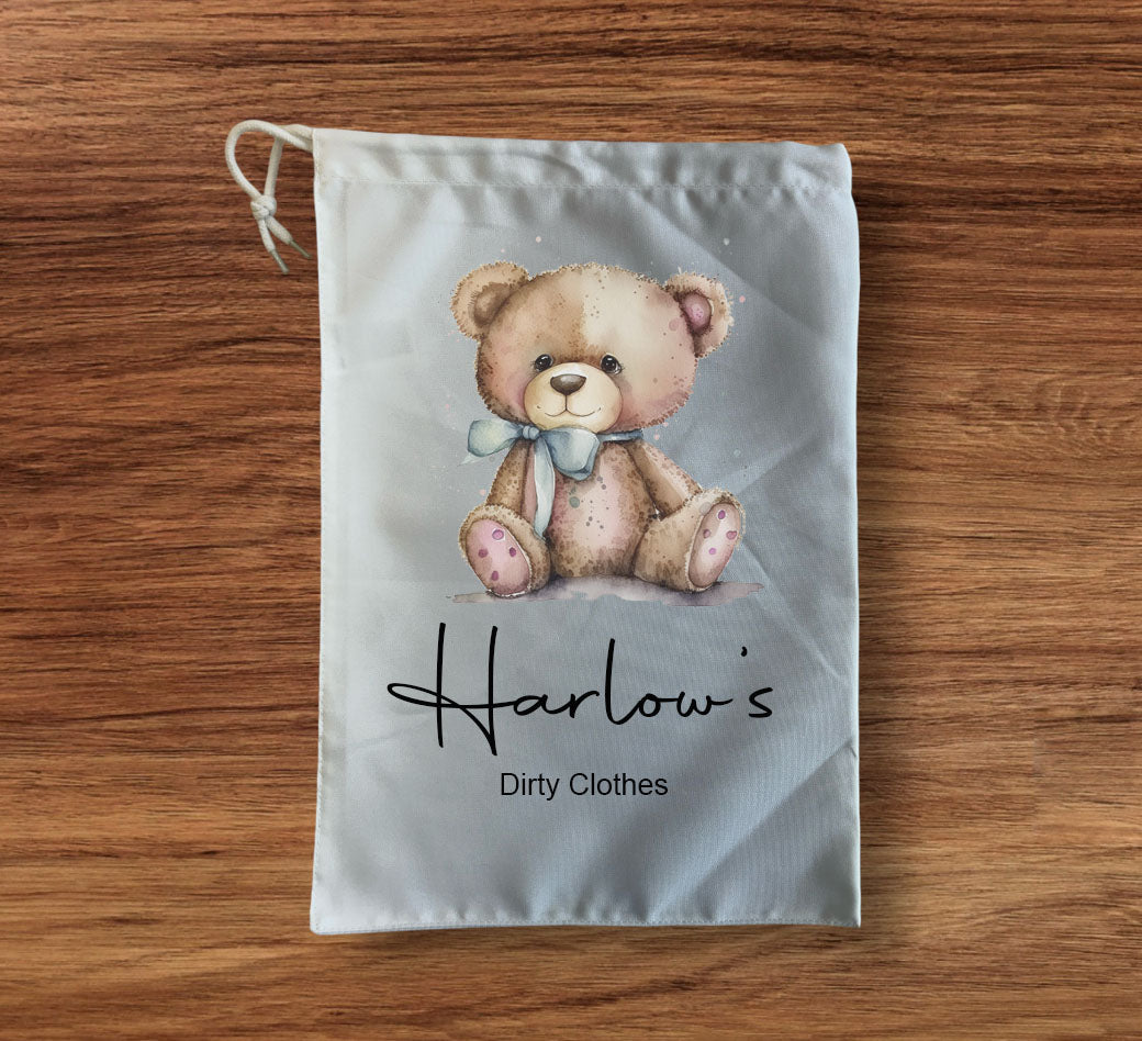 Blue Teddy Personalised Storage bag medium size