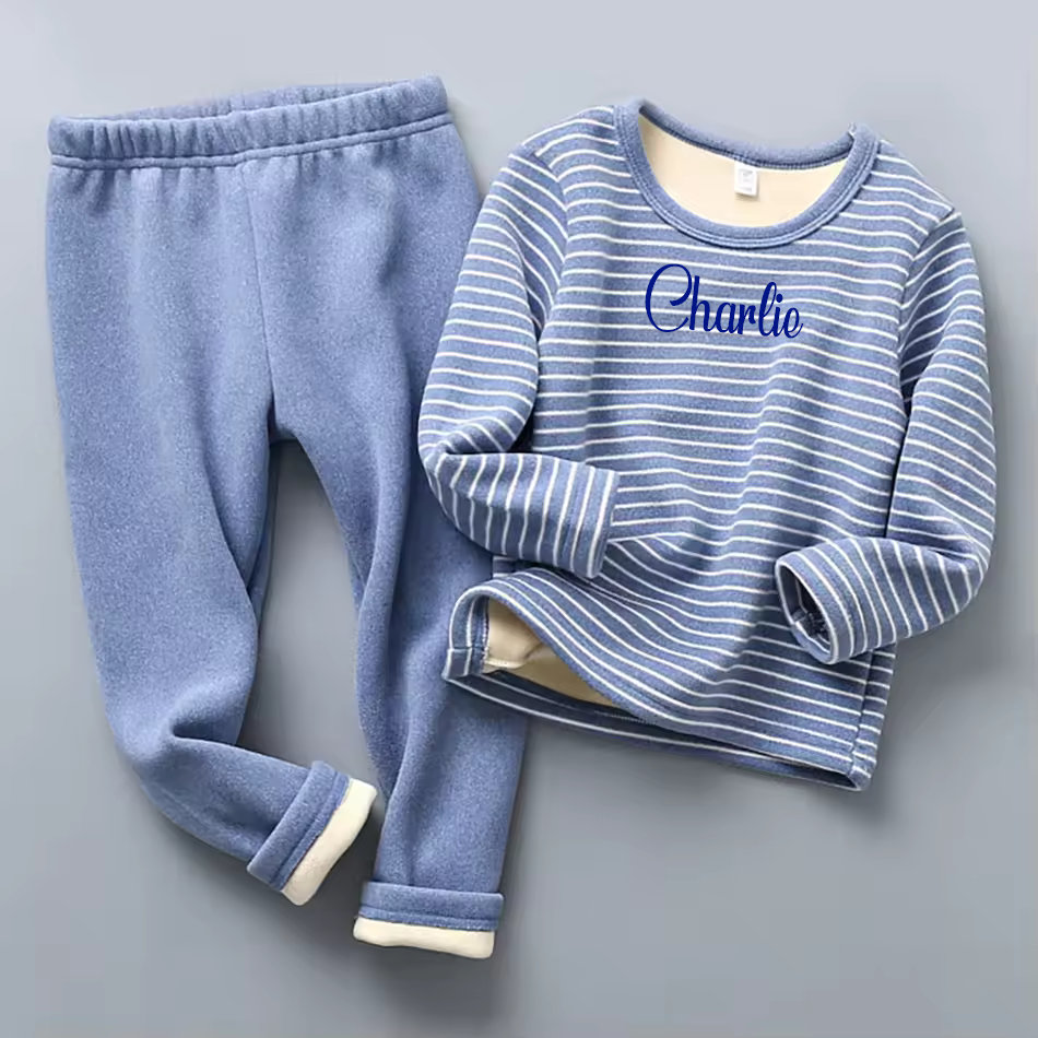 Stripy personalised kids lounge set / pyjamas