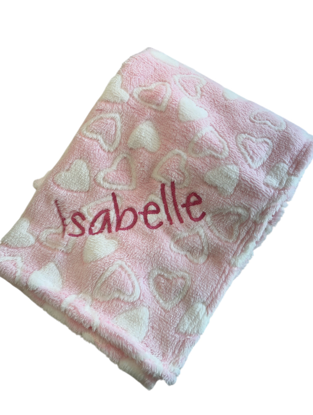 Pink Heart Personalised baby Blanket