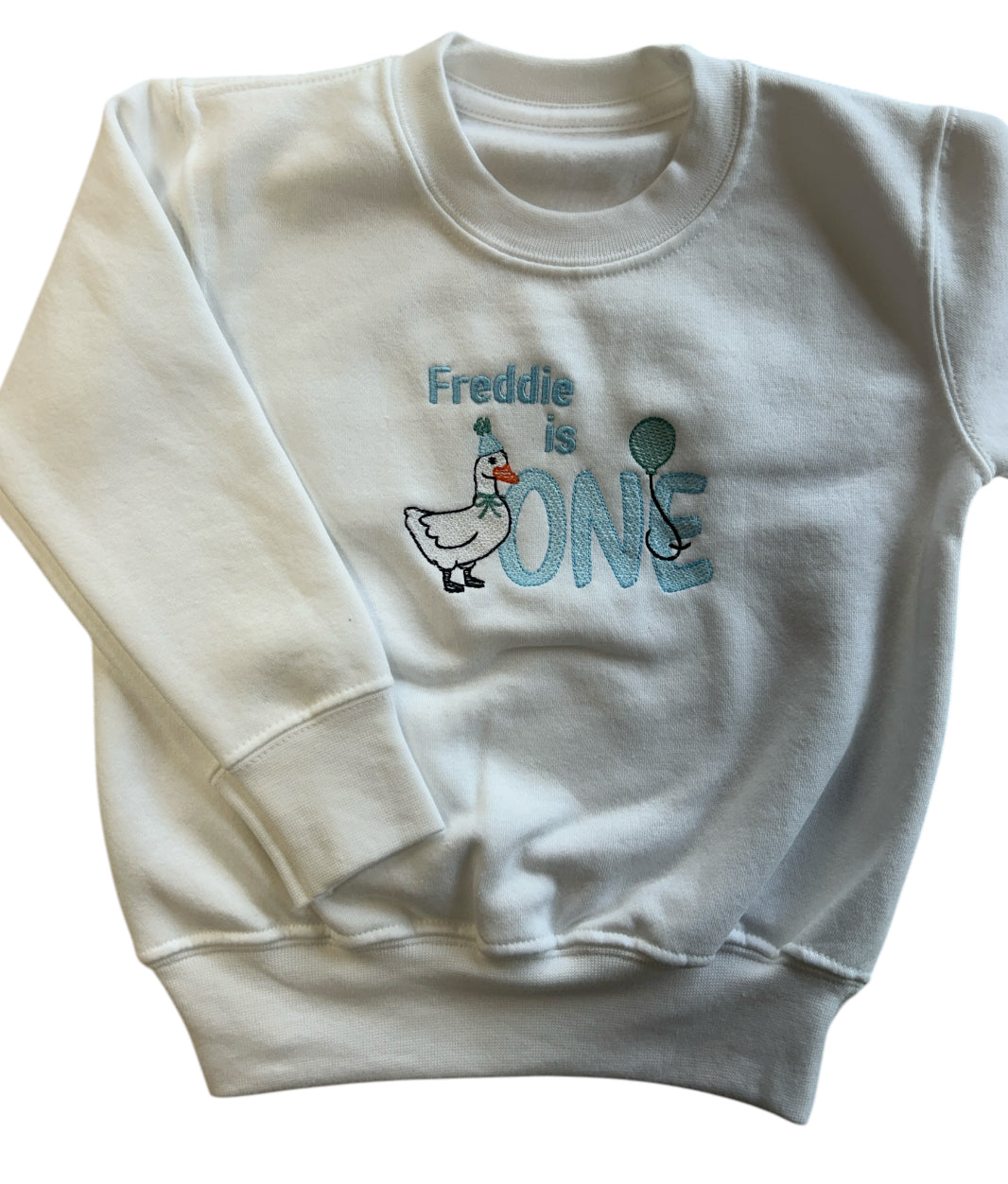 Goose Embroidered Personalised Birthday Jumper - Various Colours