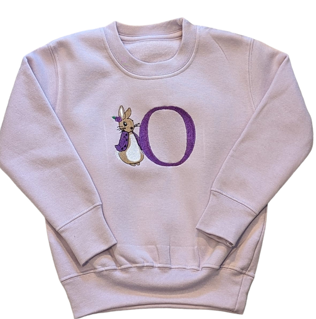 Pastel Colours Personalised Kids Jumper Initial & Rabbit - Various Colours