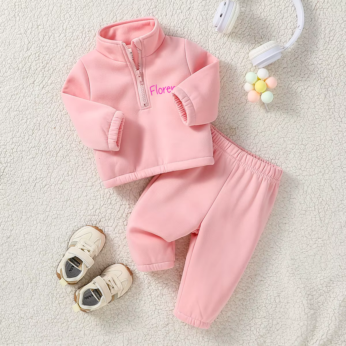 Fleece 1/4 zip tracksuit set personalised name