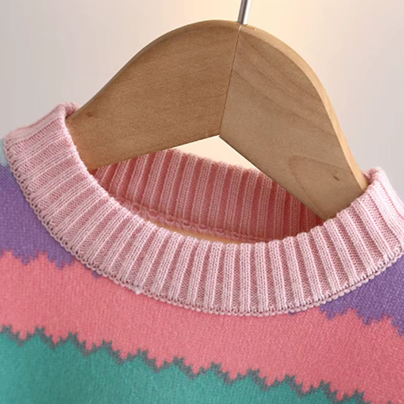 Girls Multicolour Knitted personalised kids sweater