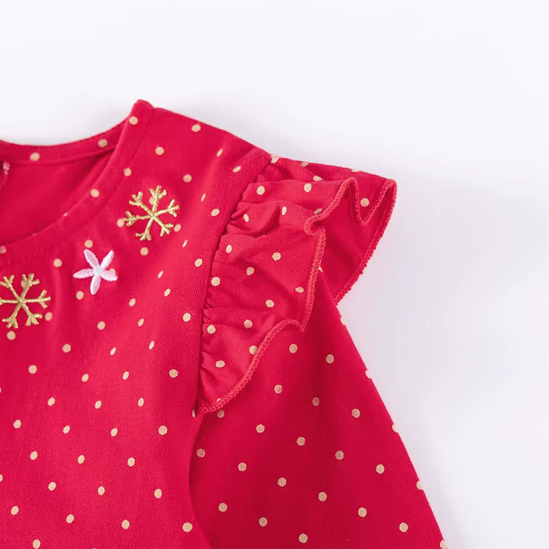 Deer Polka dot Christmas personalised kids Dress