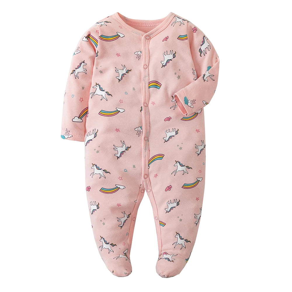 Pink Unicorn Printed baby sleepsuit - by From The Stork