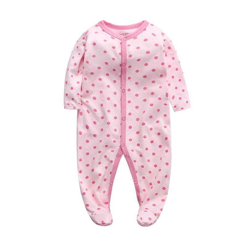 Pink Polka Printed baby sleepsuit - by From The Stork