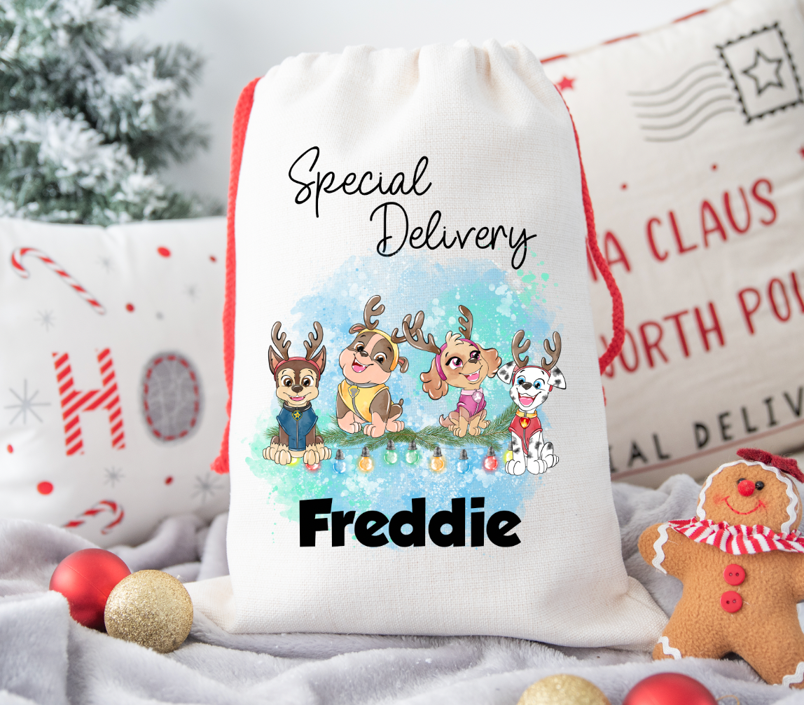 Paw Patrol personalised Christmas Gift present Bag/Sack Drawstring