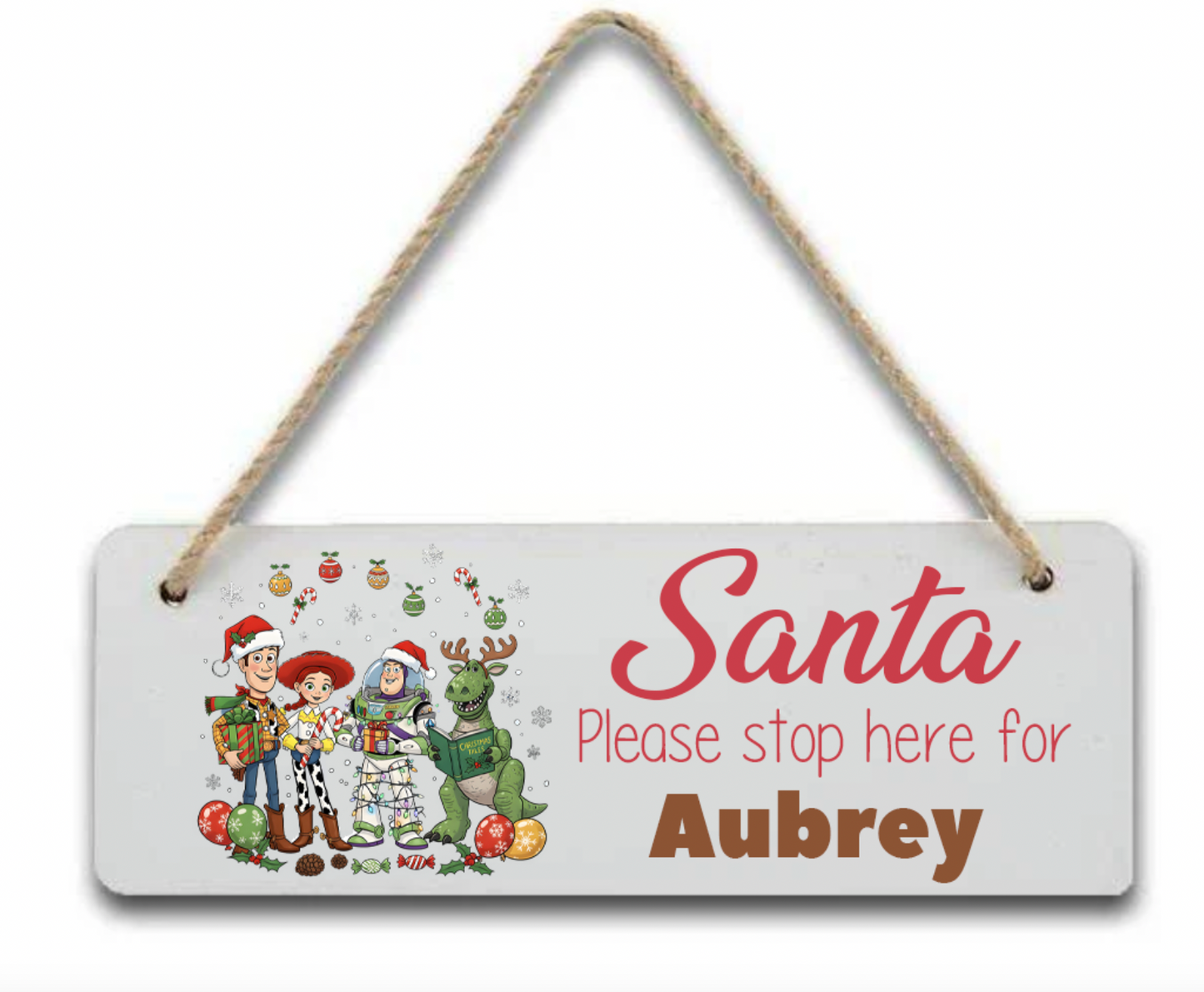 Toy Story Personalised "Santa Please Stop here" door hanger Sign/Plaque