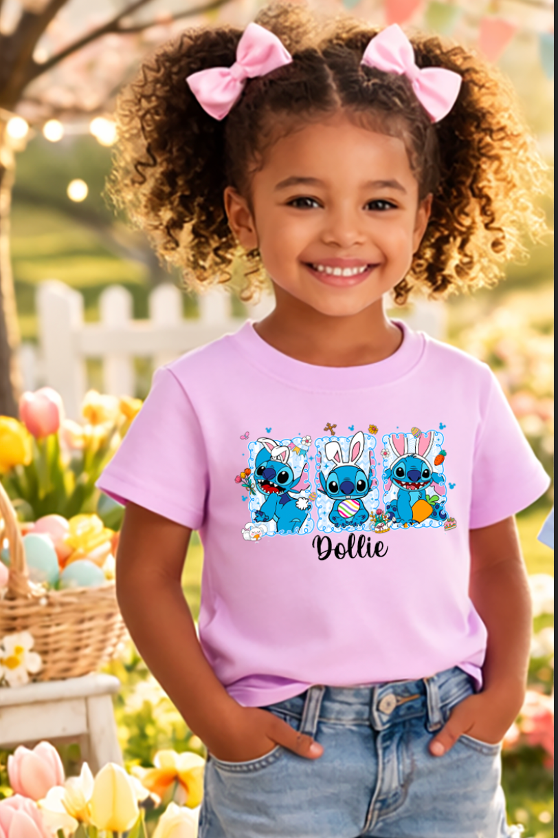 Stitch Easter personalised kids T-Shirt