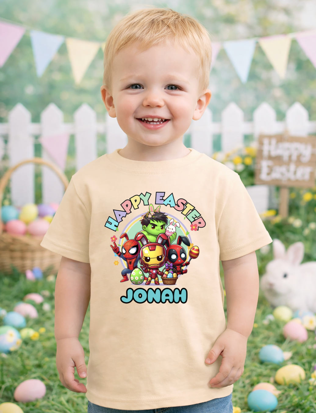 Easter Super Heroes personalised kids T-Shirt