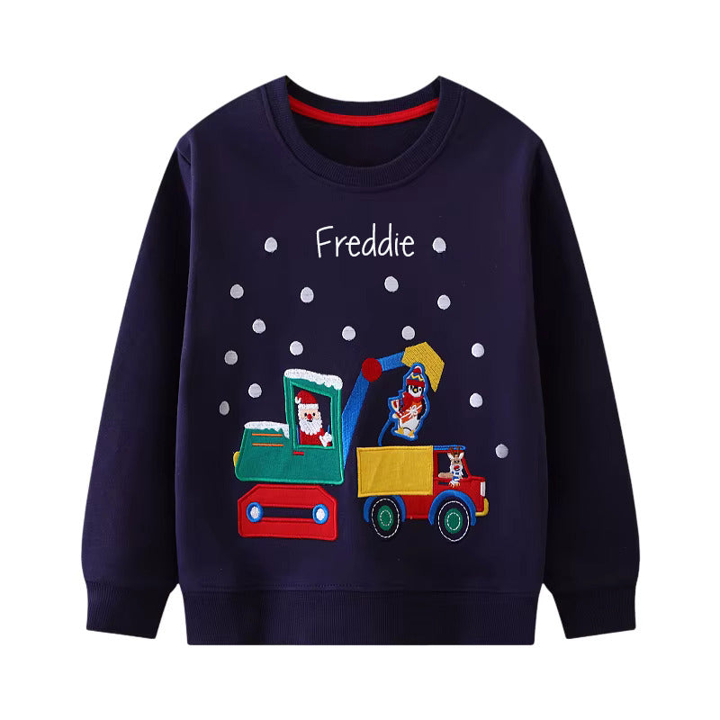 Digger design Christmas personalised kids sweater