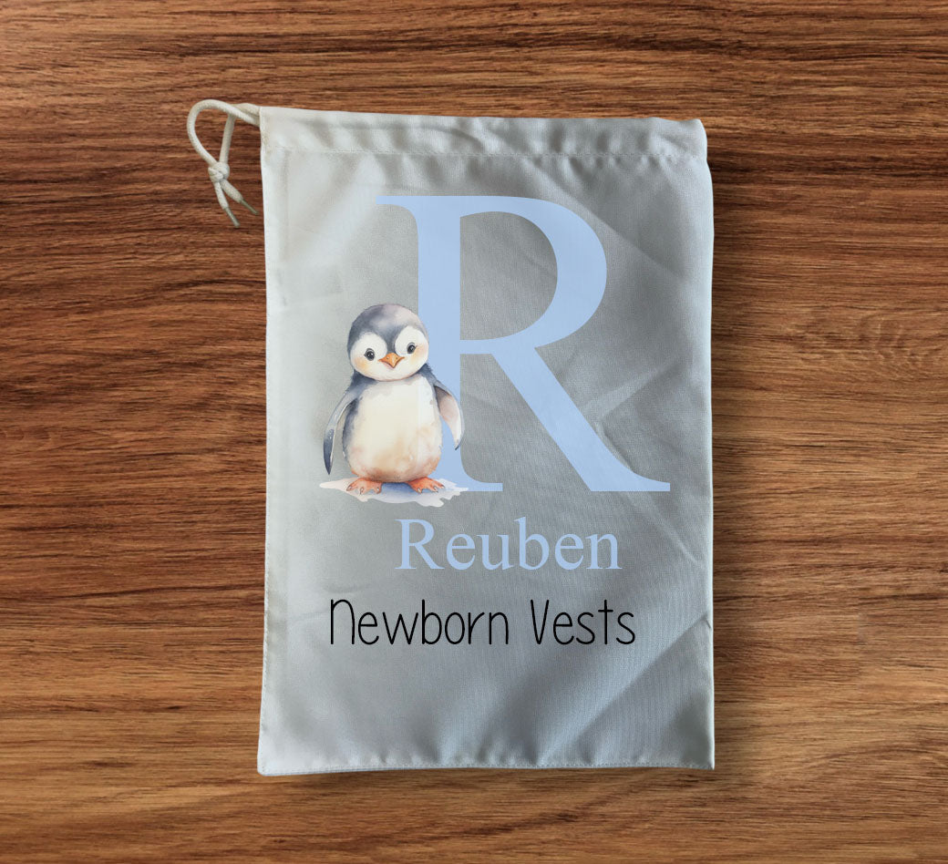 Penguin Blue Personalised Storage bag medium size