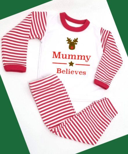 Antlers Believes Personalised Red Stripe Pyjamas