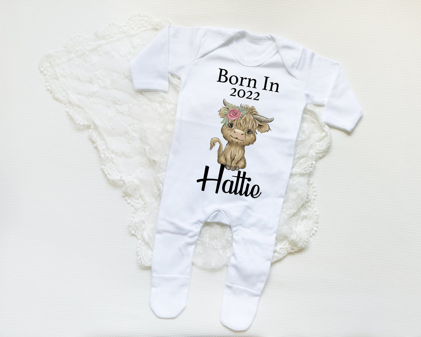 Born In 2022 Cow Girl - Sleepsuit