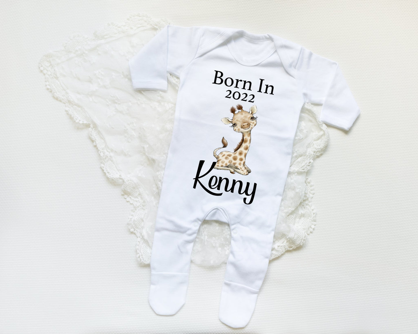 Born In 2022 Giraffe Boy - Sleepsuit