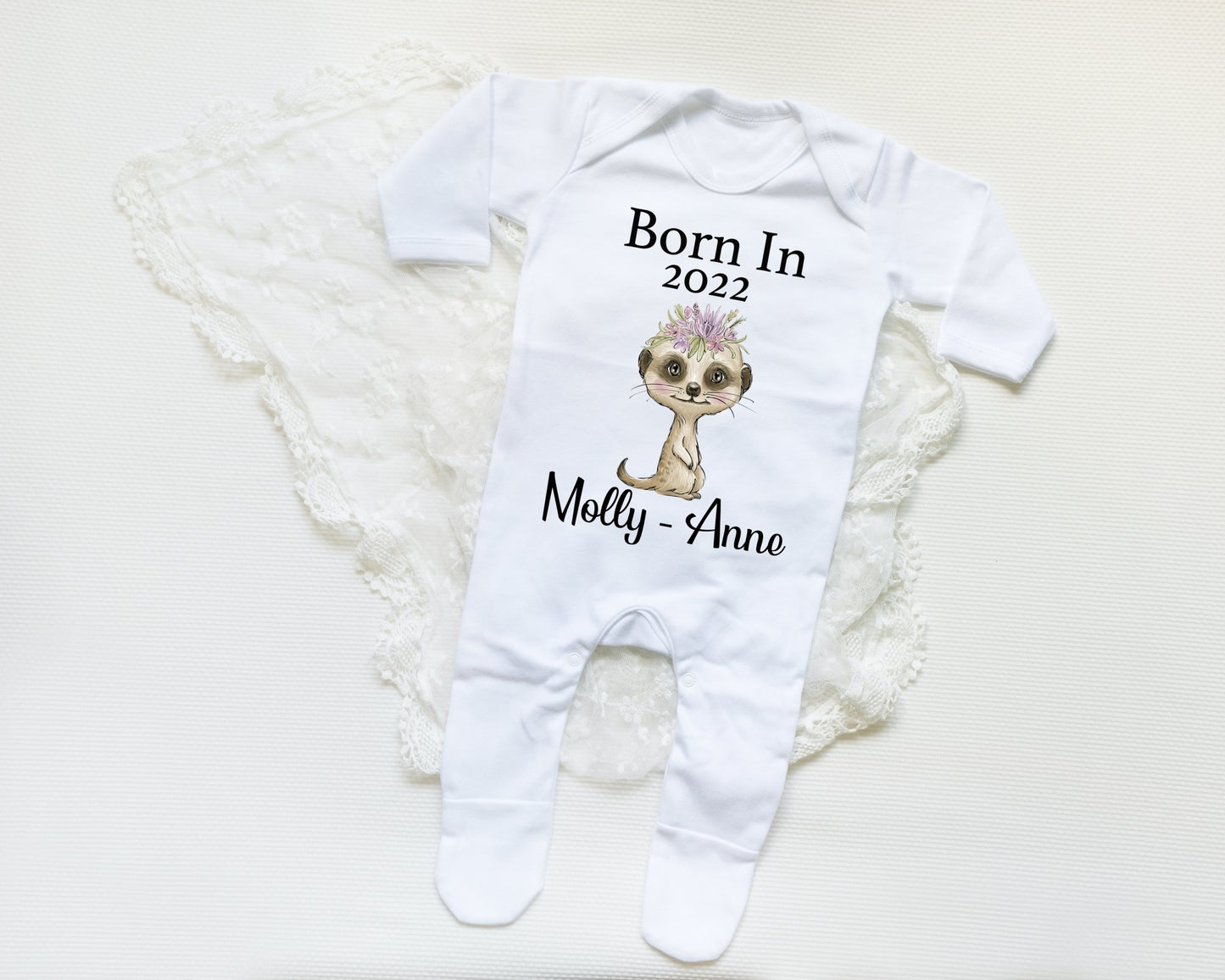 Born In 2022 Meercat Girl - Sleepsuit