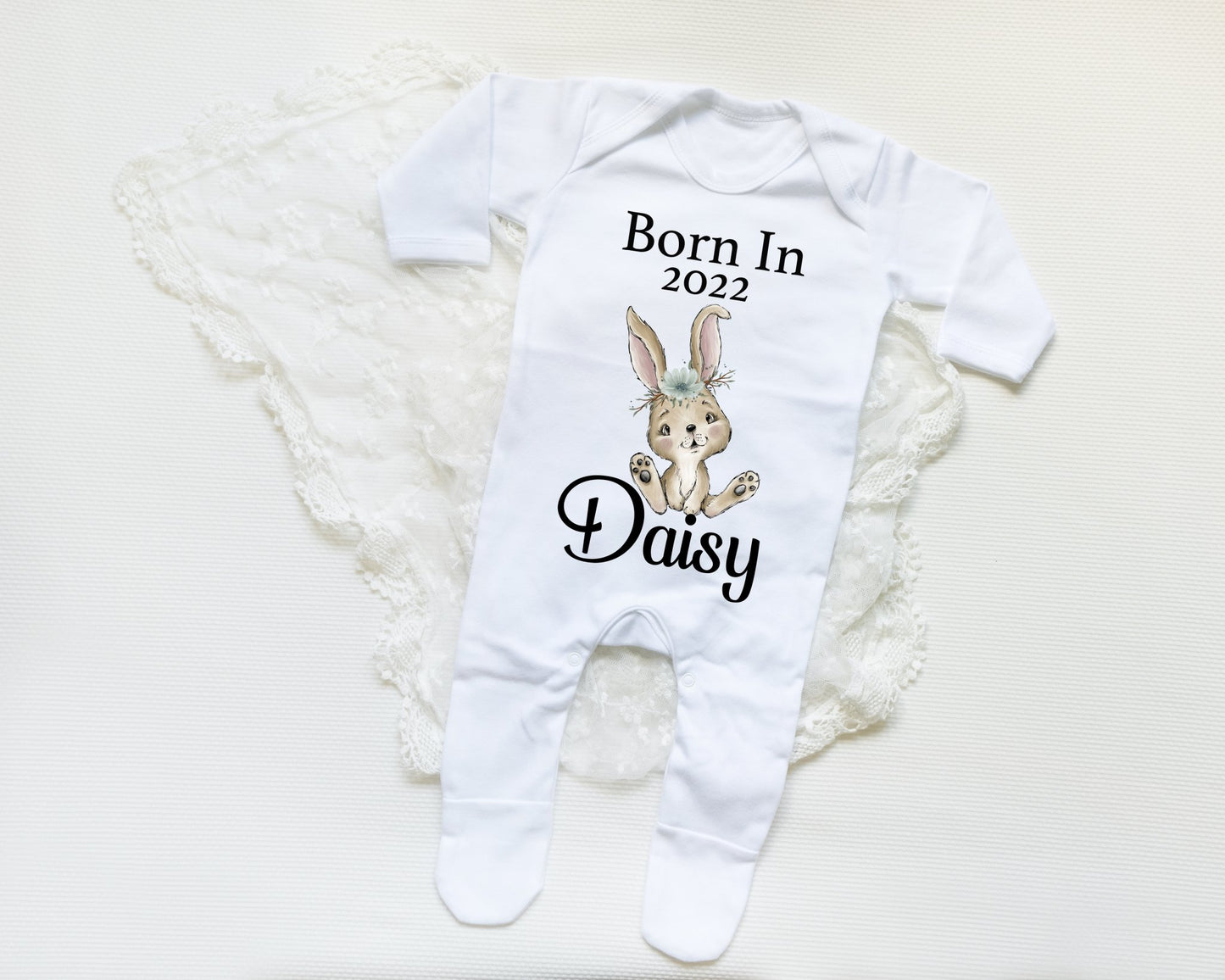 Born In 2022 Rabbit Girl - Sleepsuit
