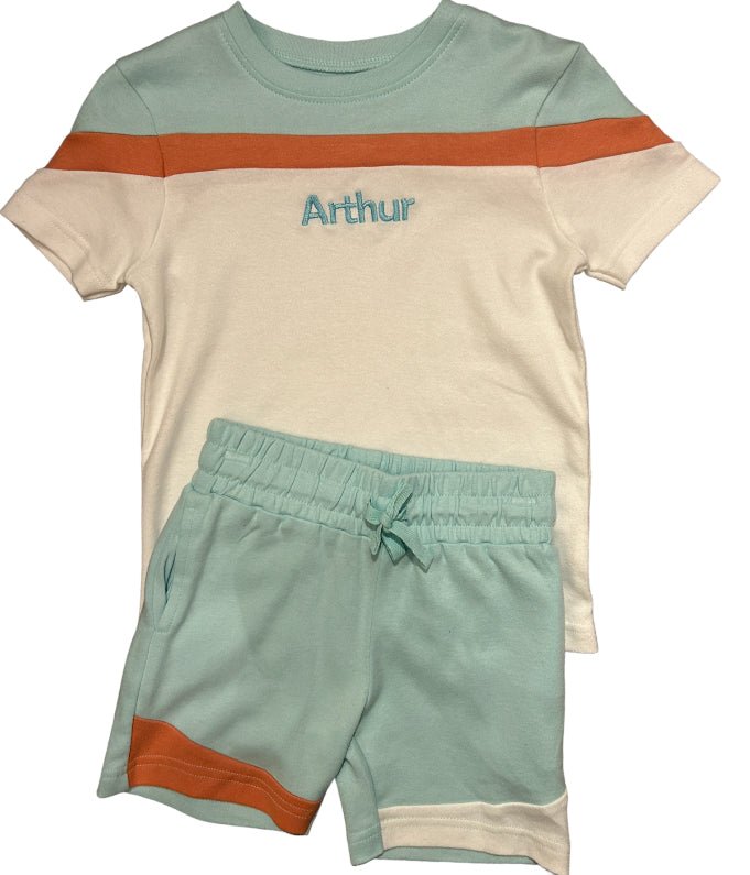 Colourblock Personalised Sorts & T-Shirt set - Various colour sets available