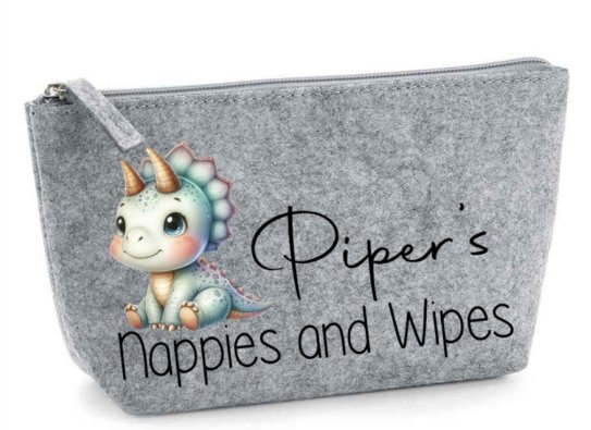 Dino personalised Nappy and Wipes storage bag