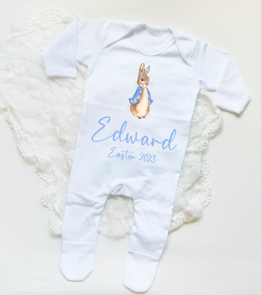 Easter personalised sleepsuit - Blue bunny design
