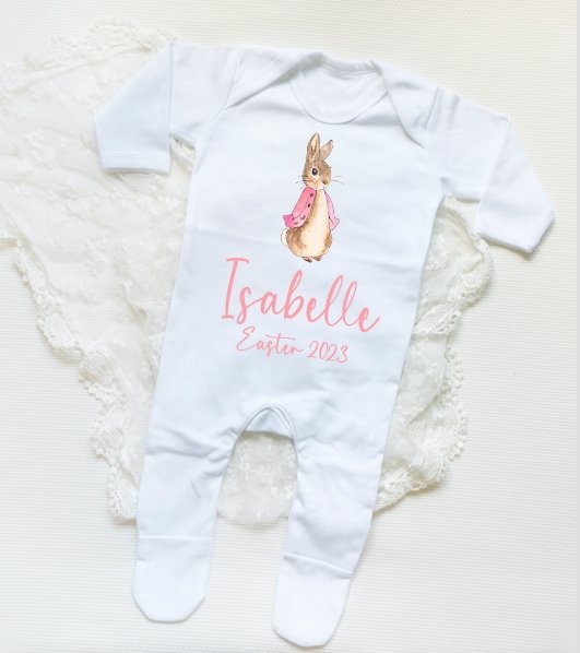 Easter personalised sleepsuit - Pink bunny design