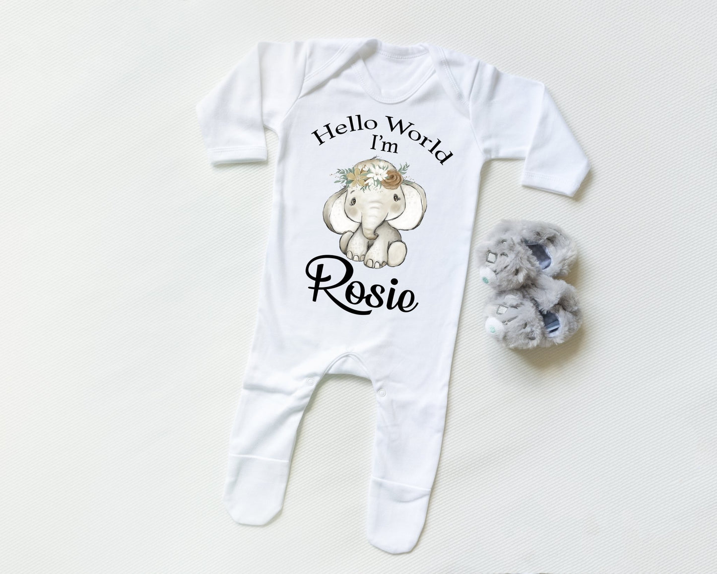 Hello World Elephant Girl - Sleepsuit