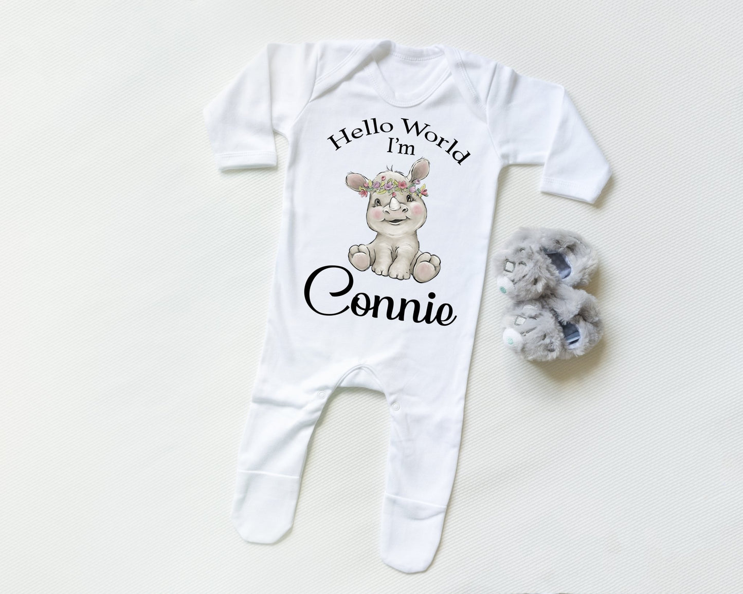 Hello world Rhino Girl - Sleepsuit