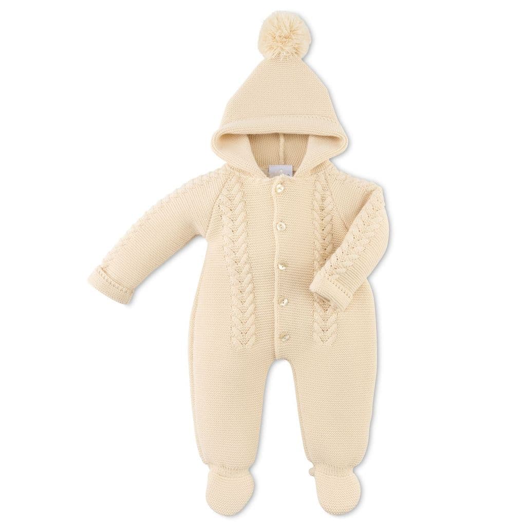 Hooded Knitted Pramsuit Taupe