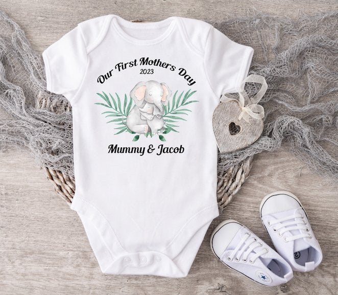 Mothers Day Elephants Vest Or Sleepsuit