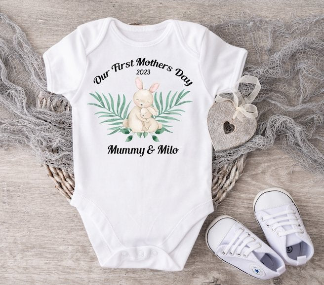 Mothers Day Rabbit Vest Or Sleepsuit