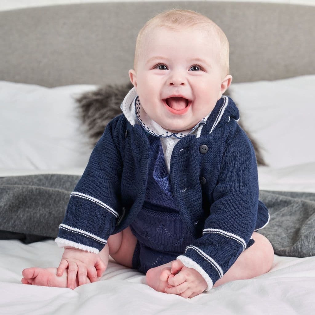 Navy Knitted Baby Jacket