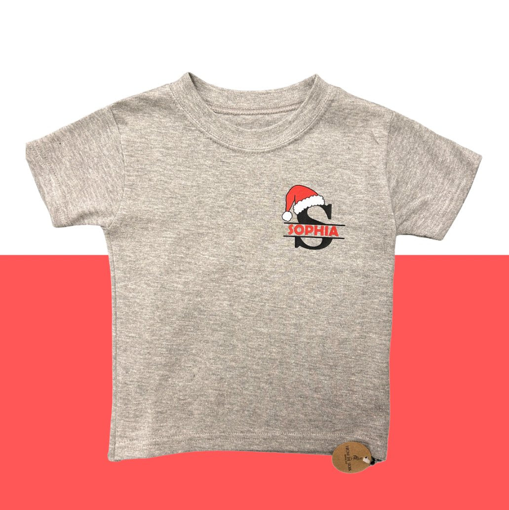 Split Initial Christmas Design Personalised T-Shirts - Different Colours