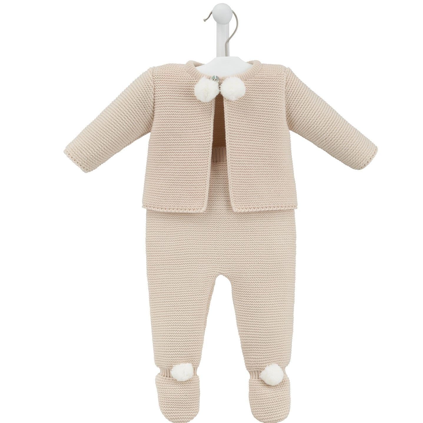 Taupe Pom Pom Knitted Set