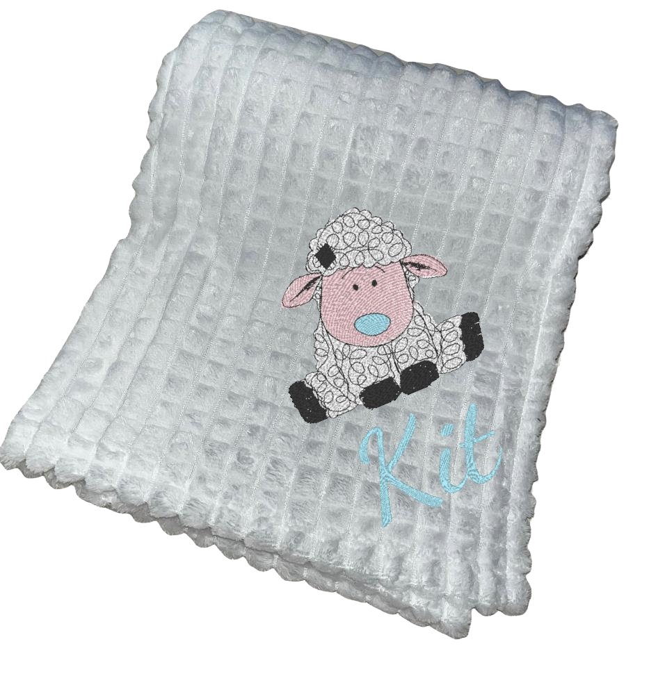 The Kenton baby Blanket Sheep Design & Name - Various Colours