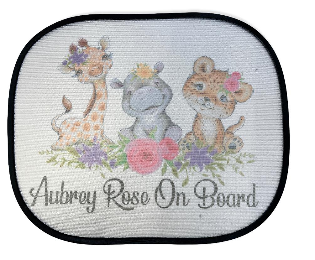 Trio Safari design car sun shade - girls design