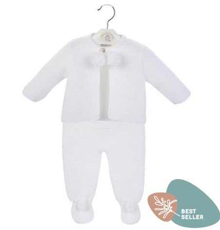 White Pom Pom Knitted Set