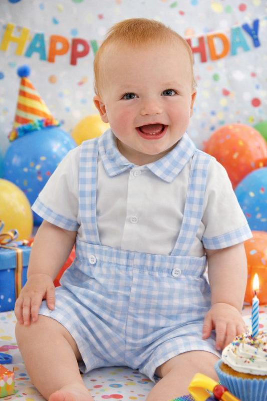 Baby Boys Spanish  Gingham set - Blue