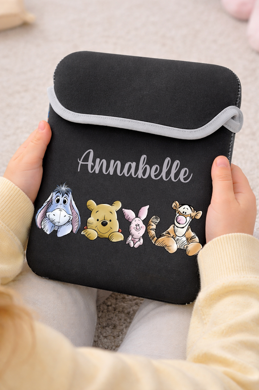 Personalised reversible ipad/tablet sleeve storage case Winnie & Friends