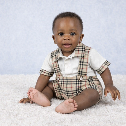 Baby Boys Spanish Tartan set - Gold