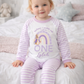 Lilac stripe personalised rabbit design birthday pyjamas