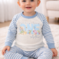 Rabbit When I Wake Up Personalised blue stripe Birthday Pyjamas Pjs