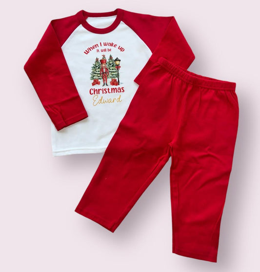 Red Christmas personalised family Pyjamas - Christmas Nutcracker ADULTS
