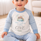 Arc When I Wake Up Personalised blue stripe Birthday Pyjamas Pjs