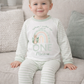 Sage Green stripe personalised rabbit design birthday pyjamas