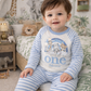 Rainbow When I Wake Up Personalised blue stripe Birthday Pyjamas Pjs