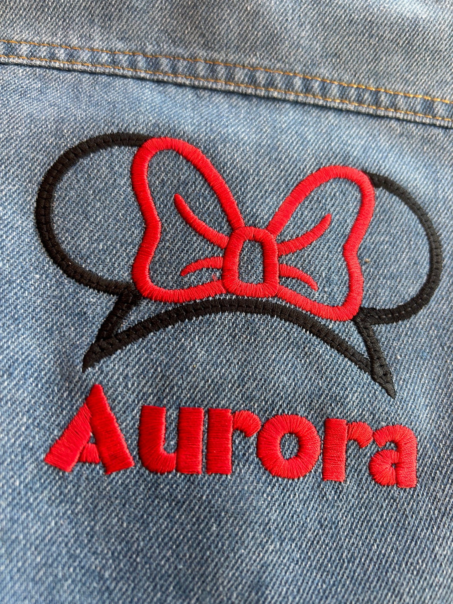 Kids' personalised Denim Jacket - Ears & bow design