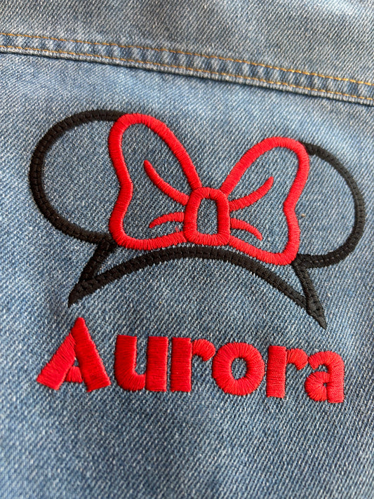 Kids' personalised Denim Jacket - Ears & bow design