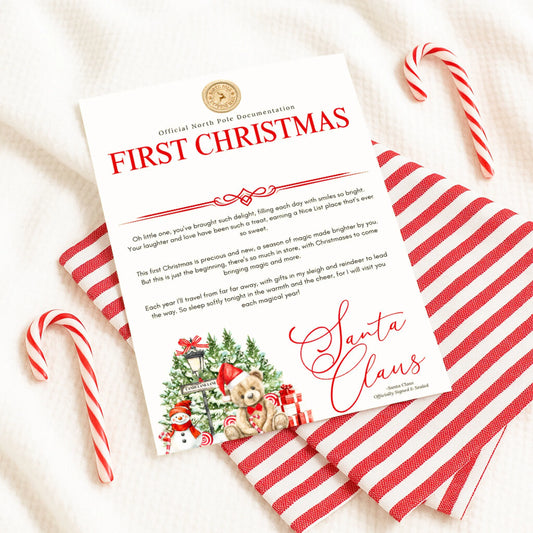 Official Nice List personalised kids First Christmas Santa letter Red