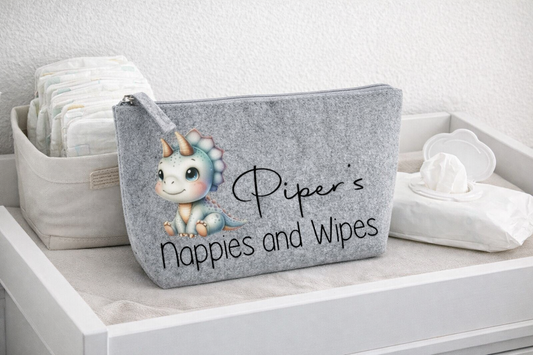 Dino personalised Nappy and Wipes storage bag