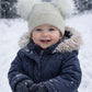 Beige kids personalised 1-4 years Double Pom hat